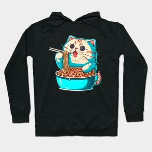 cat eating spaghetti cartoon Hoodie